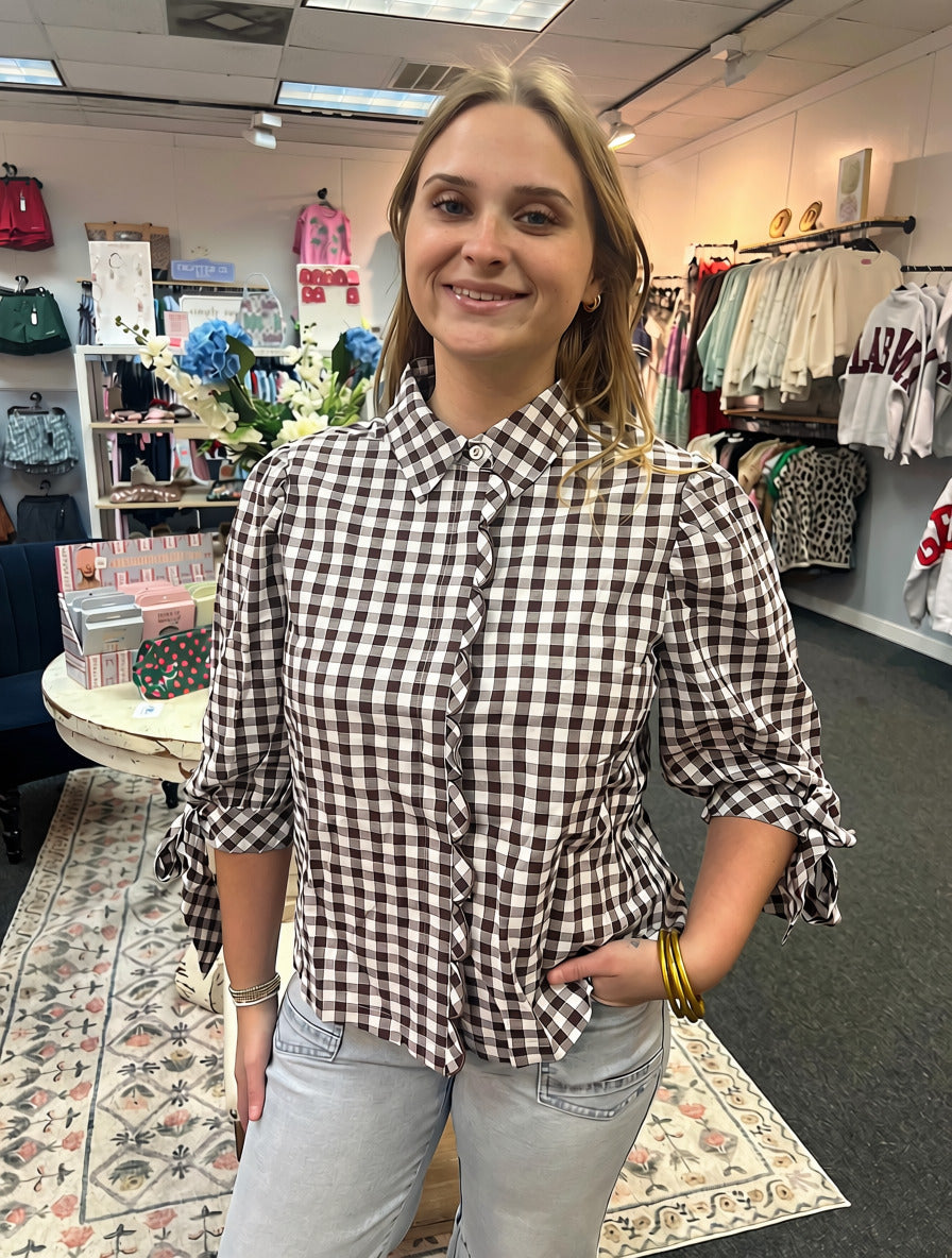 The Brown Gingham Blouse