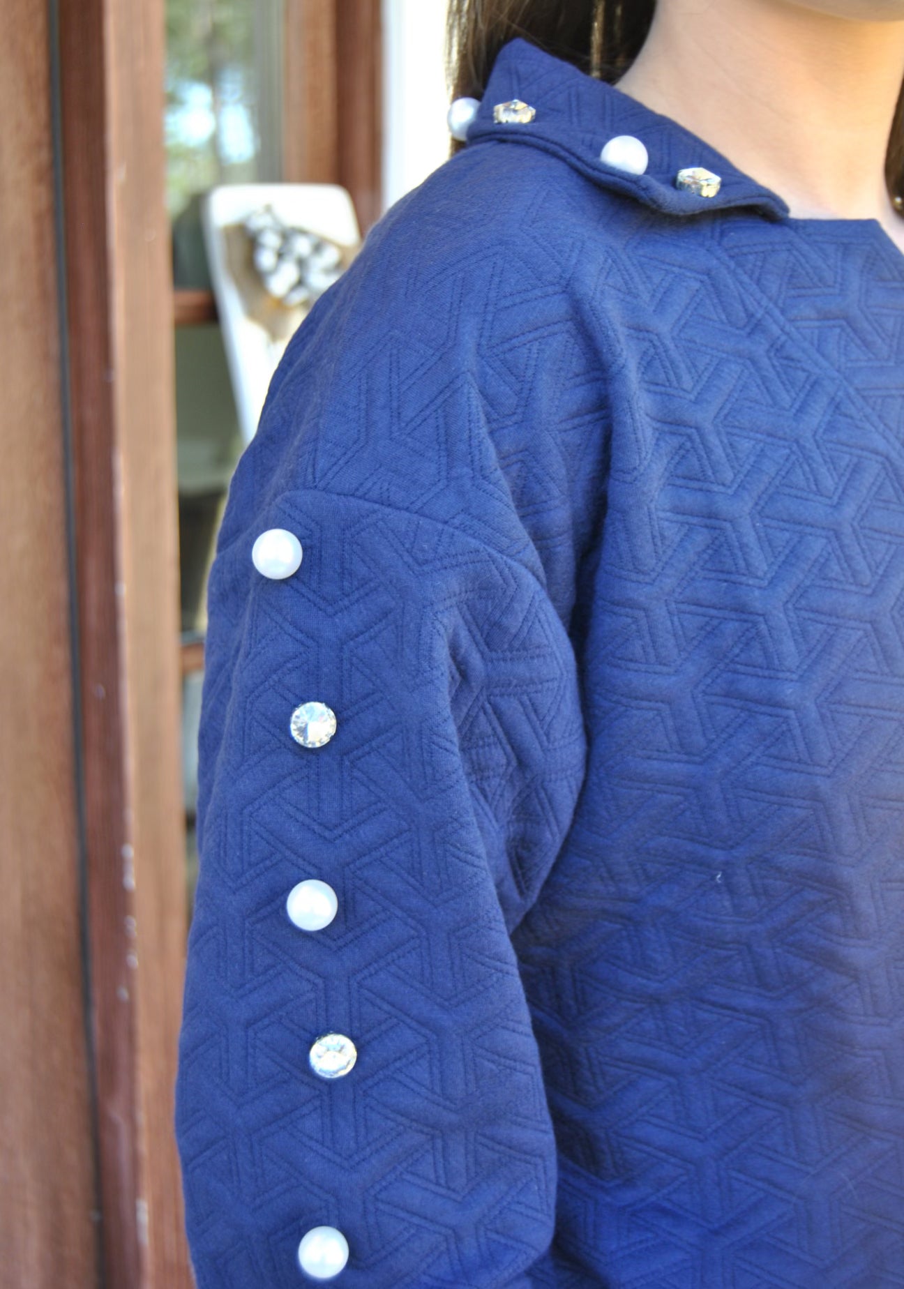 Simply Southern Quilted V-Neck Navy