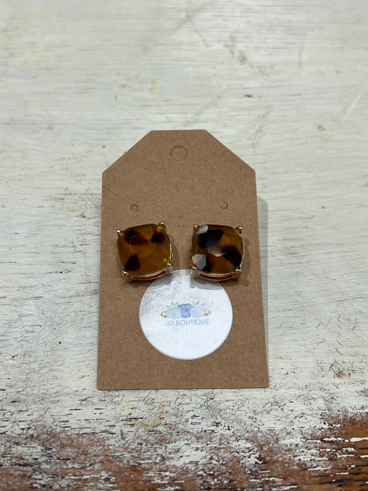 The Square Tortoise Shell Studs