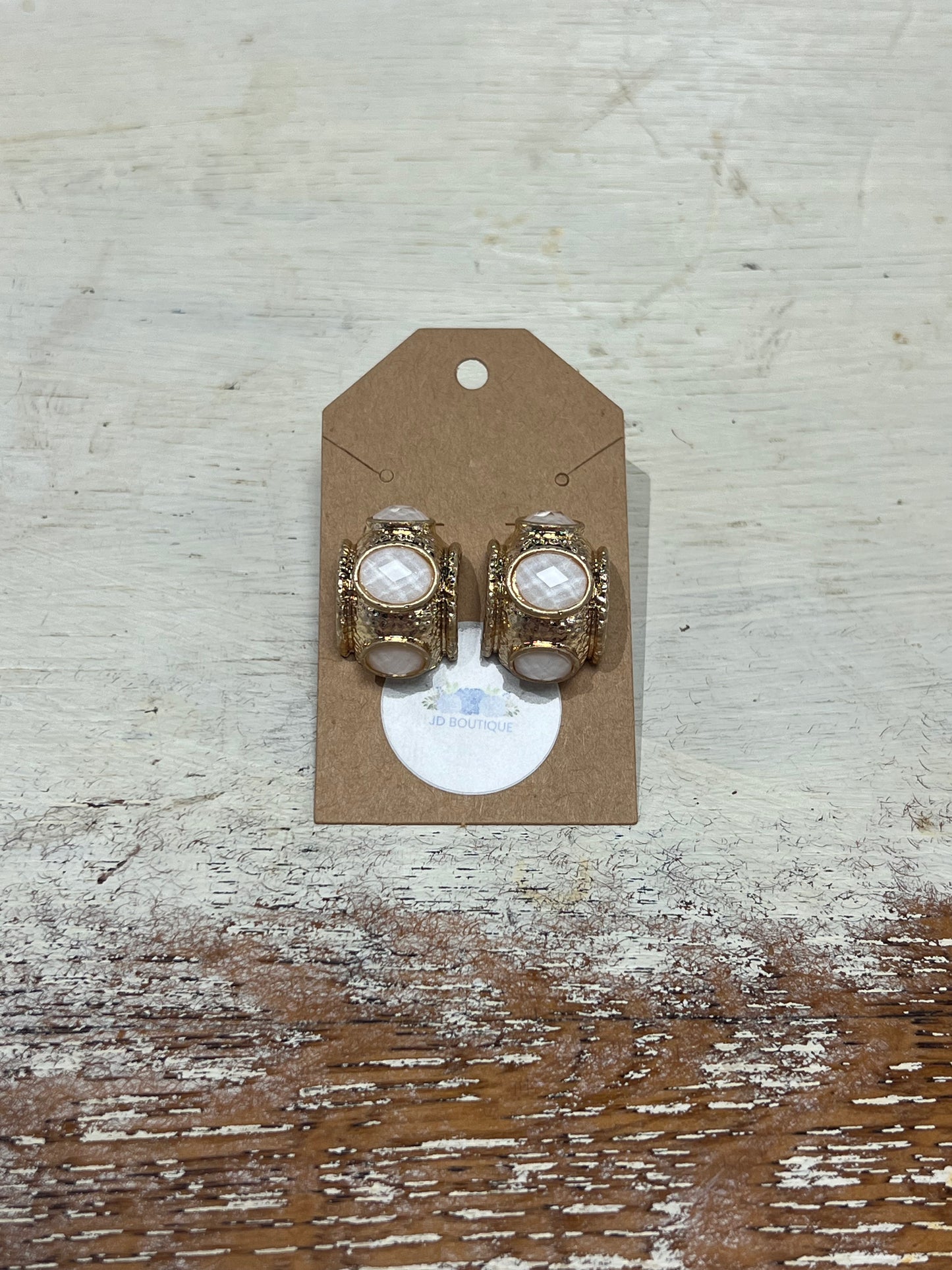 Gold Stone Half Hoops