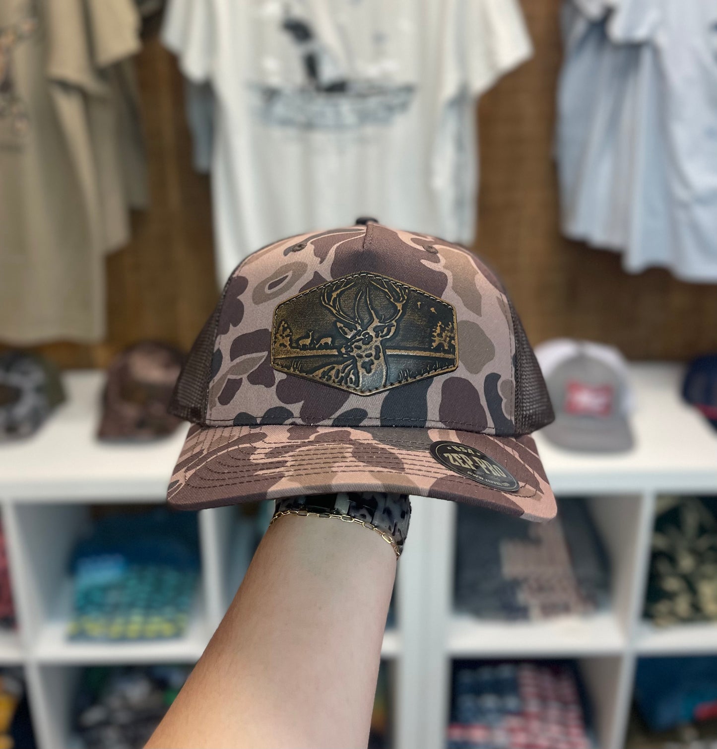 Zep Pro Leather Patch Hat in Buck