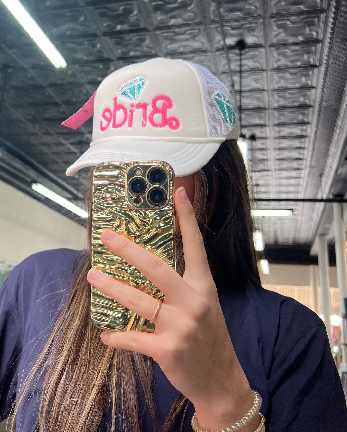 Simply Southern Sequin Trucker Caps in Bride