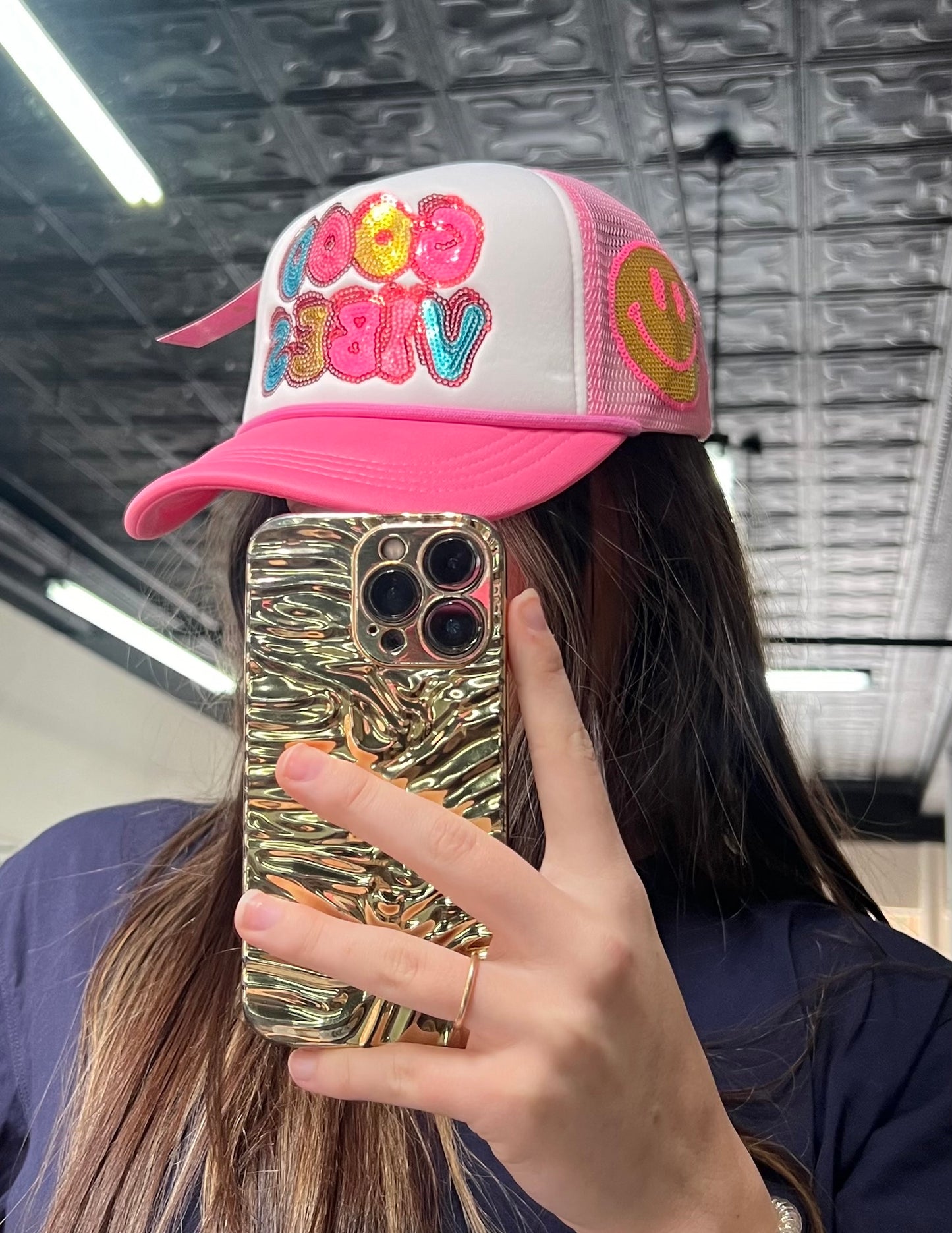 Simply Southern Sequin Trucker Caps in Good Vibes