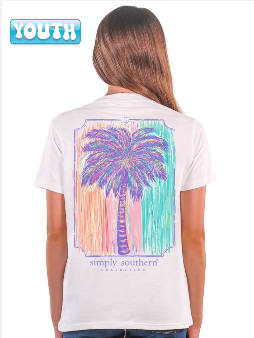 Youth Girls Simply Southern Palm Tree Short Sleeve Tee