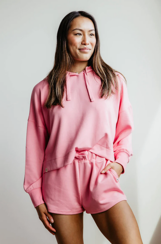 Get Comfy Cropped Hoodie in Rose