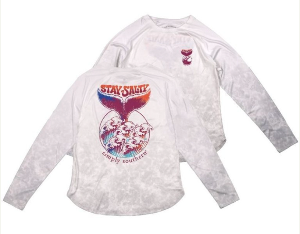 Simply Southern Women's Rash Guard in Stay Salty