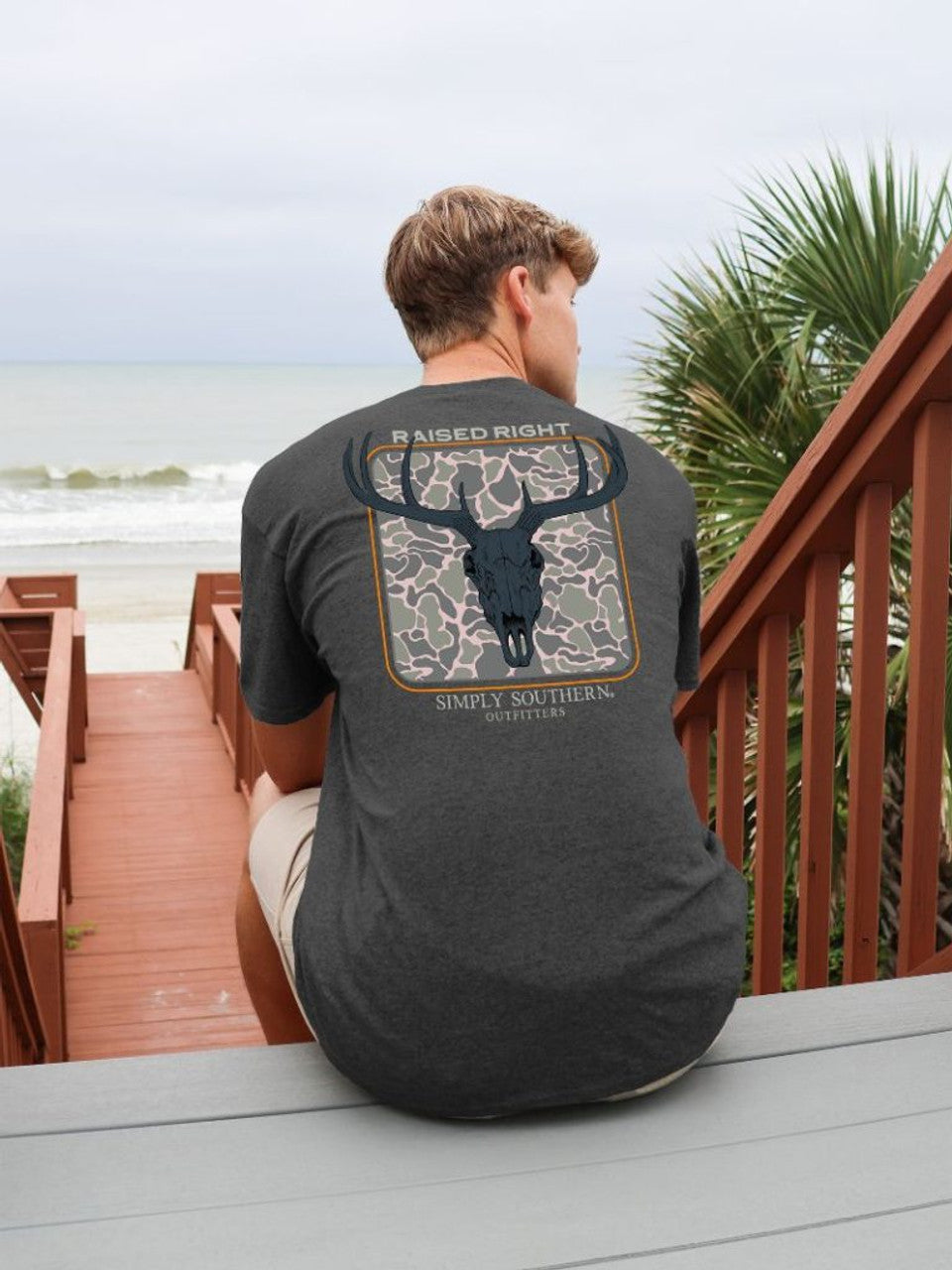 Simply Southern Men's Short Sleeve Deer Graphite