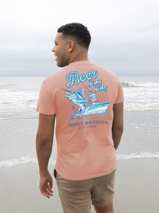 Simply Southern Beer Fishy Fishy Men's Short Sleeve Tee